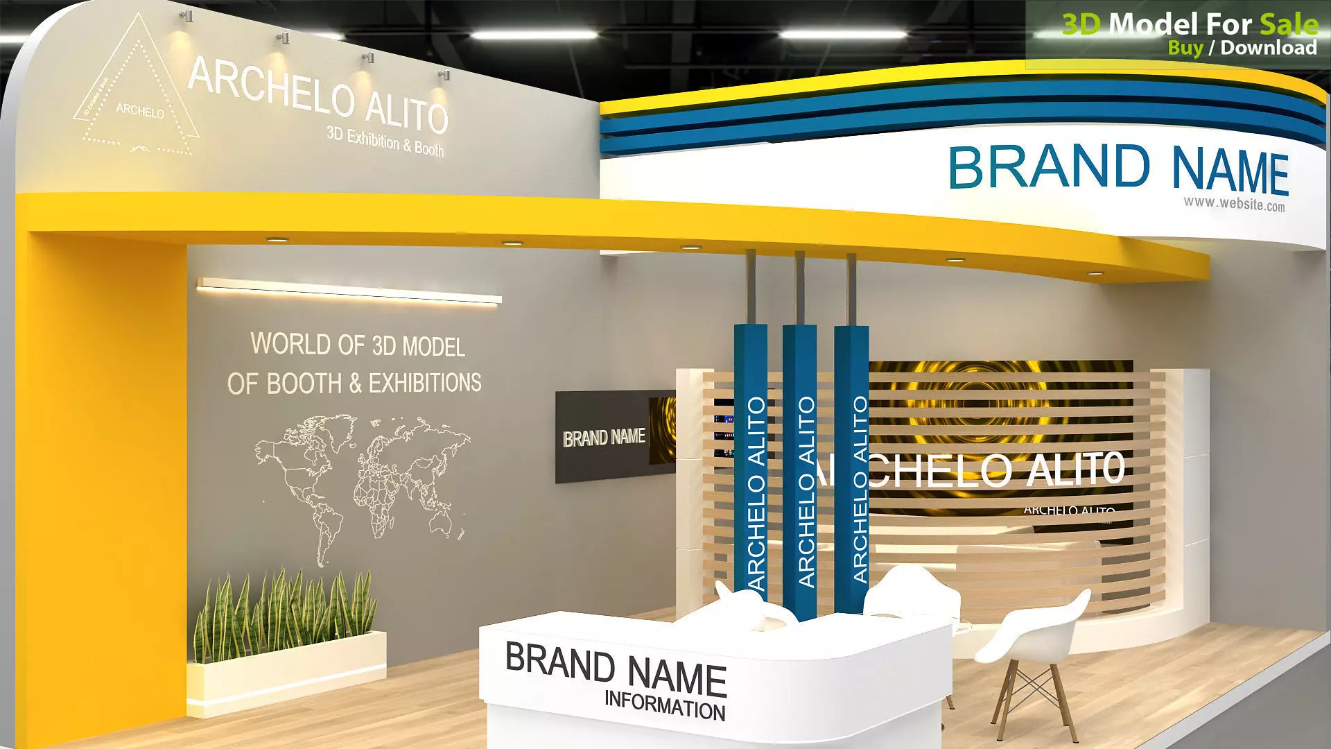 Exhibition booth 3D Model Low-poly 3D model_2