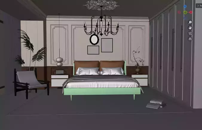 Room Interior 3D Model Blender Setup Textured