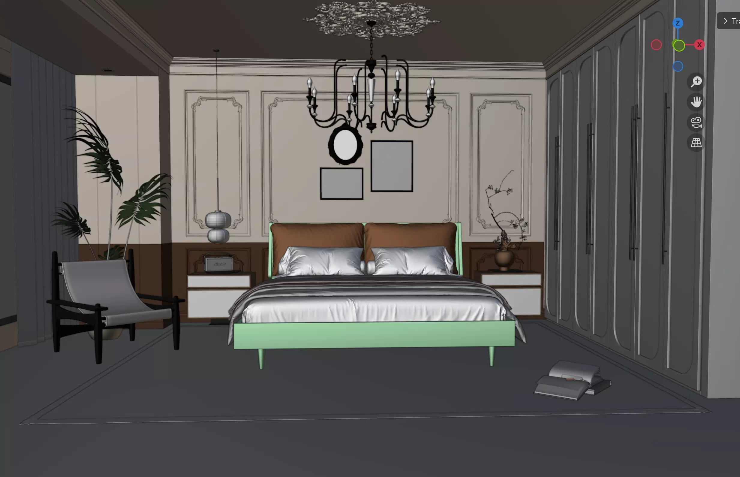 Room Interior 3D Model Blender Setup Textured Low-poly 3D model_0