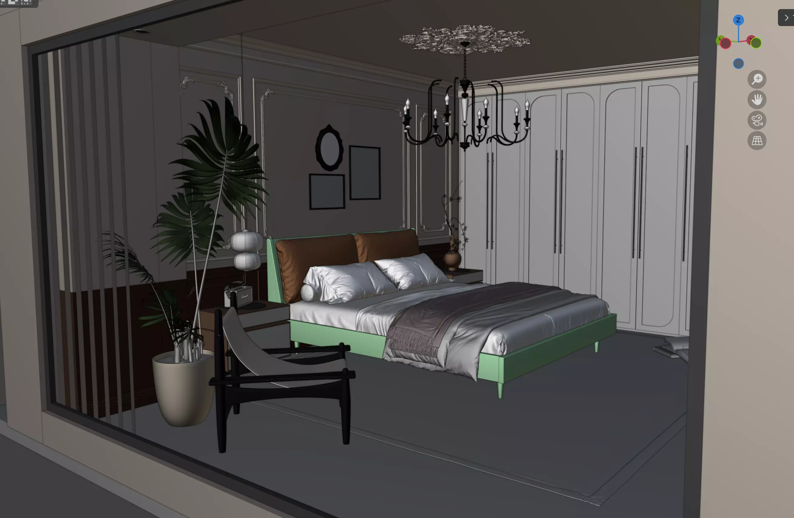 Room Interior 3D Model Blender Setup Textured Low-poly 3D model_2