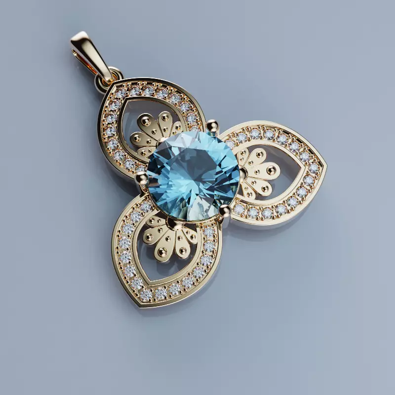 Pendant Lovesom flower 3D print model_3