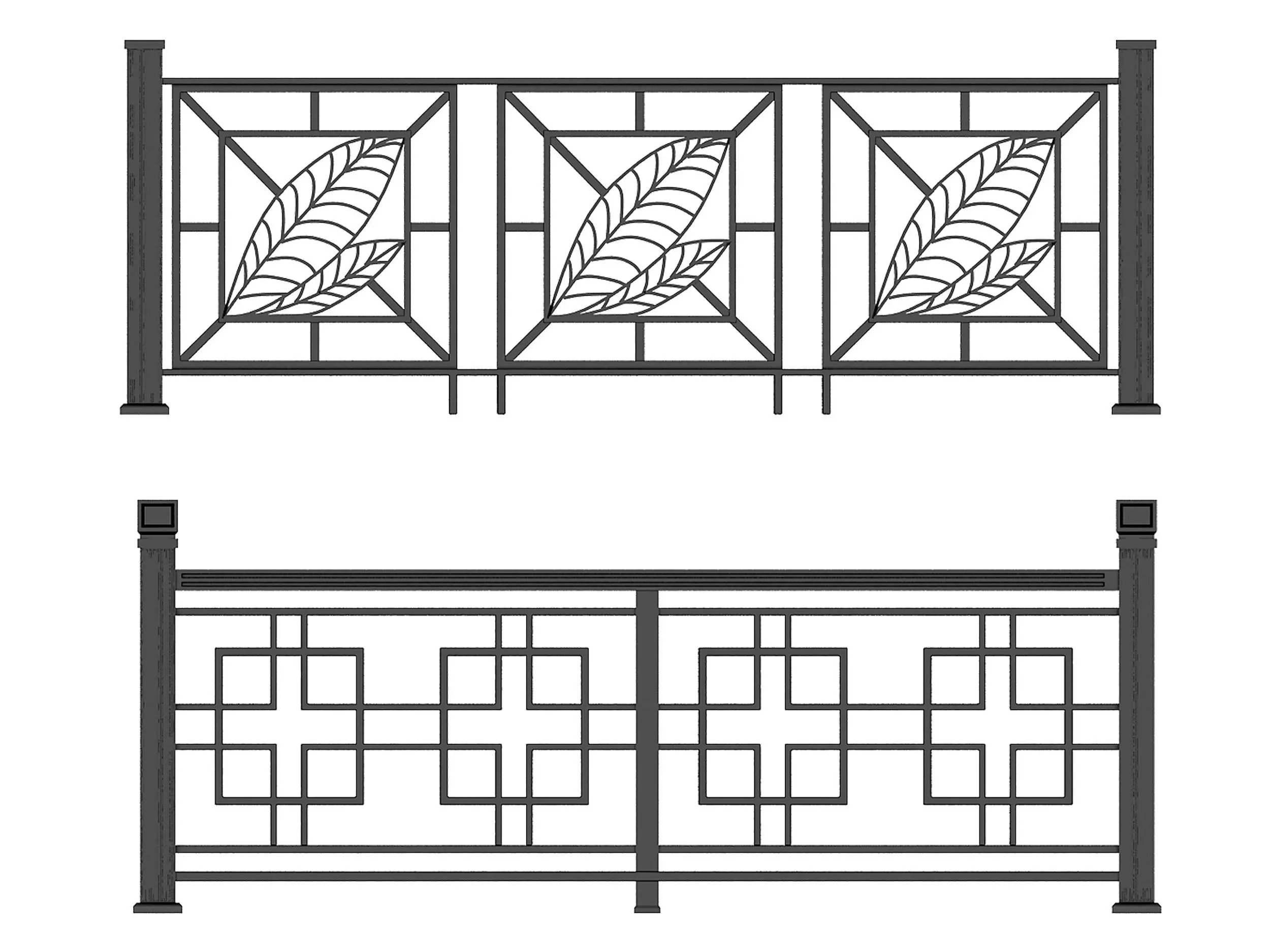 Iron fence Low-poly 3D model_4