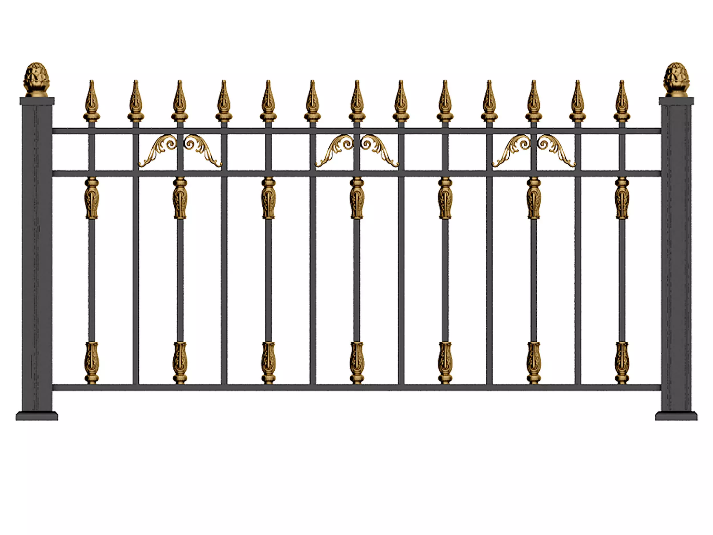 Iron fence Low-poly 3D model_2
