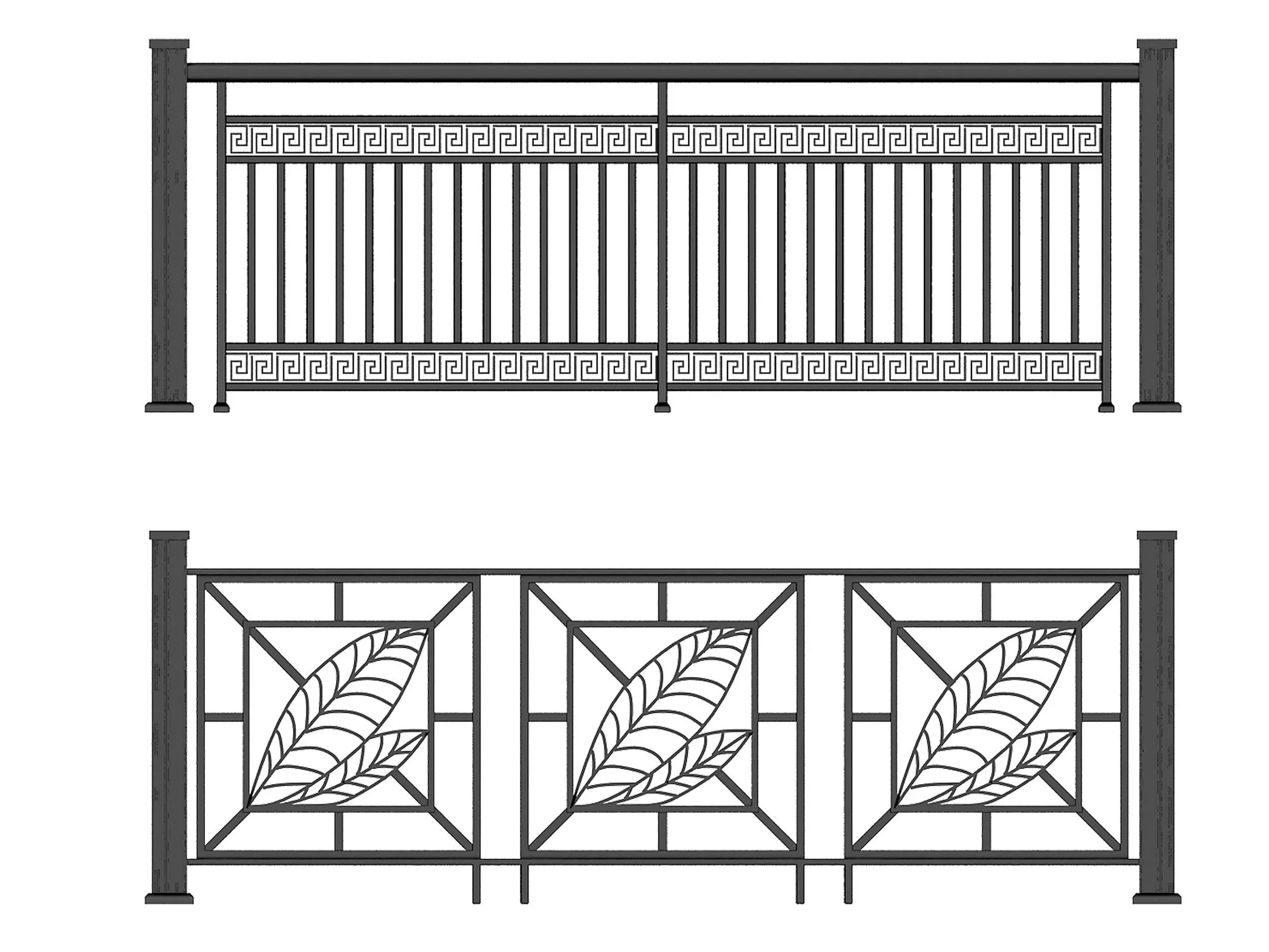 Iron fence Low-poly 3D model_5