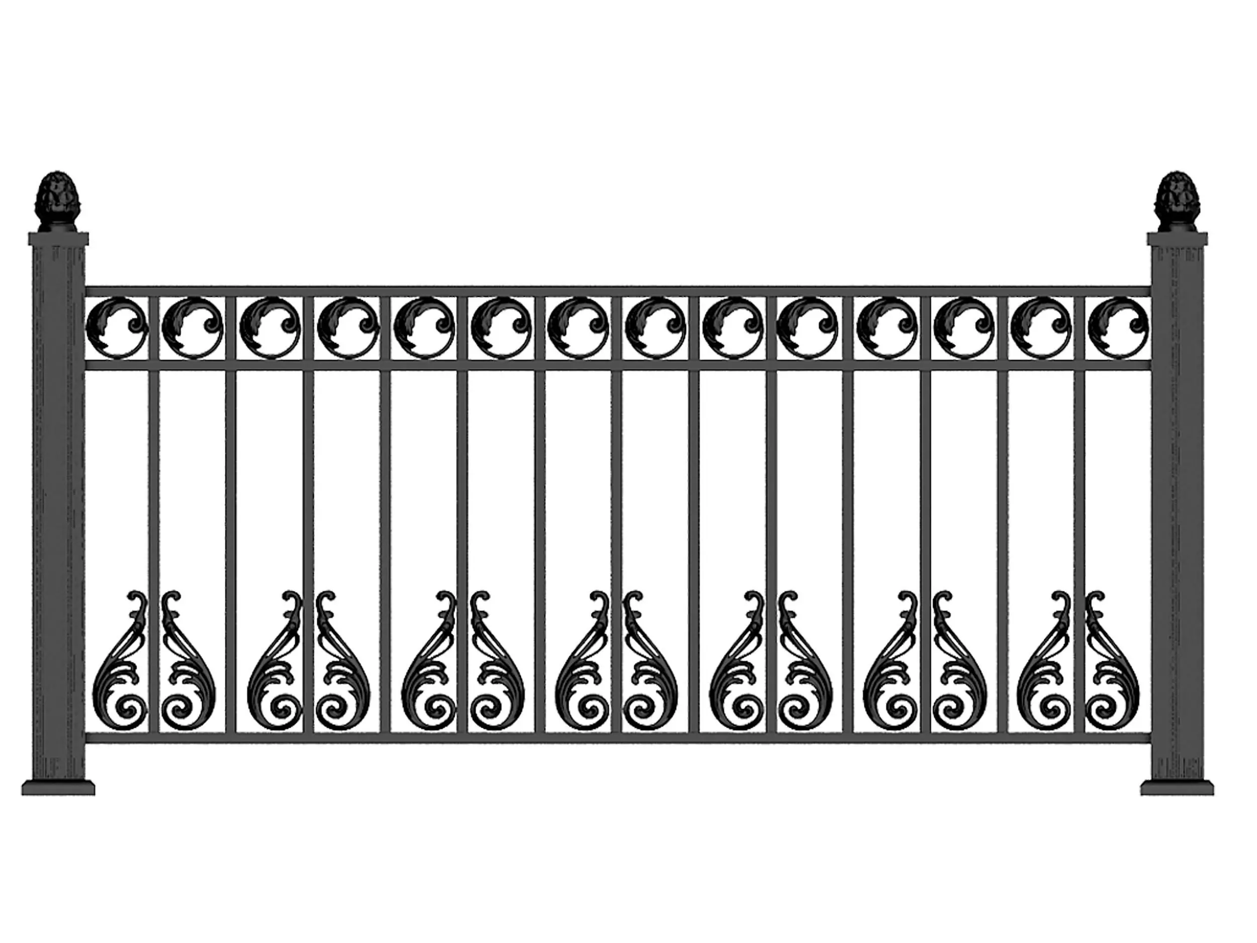 Iron fence Low-poly 3D model_3