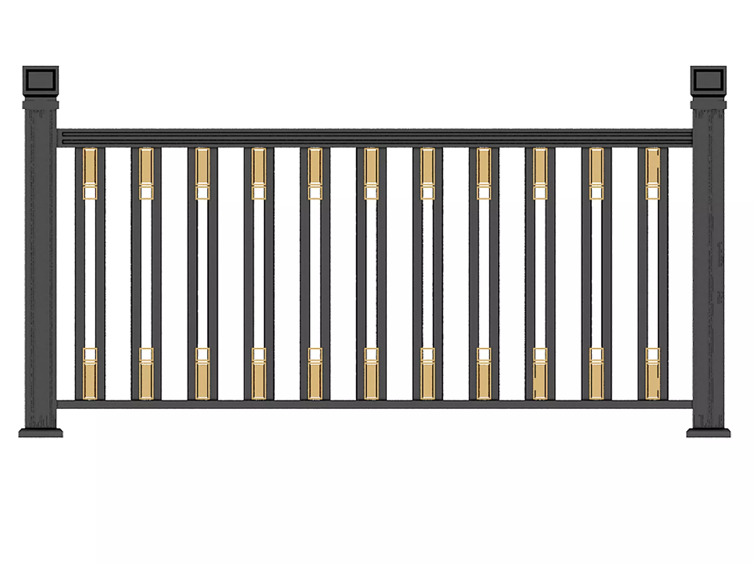 Iron fence Low-poly 3D model_1