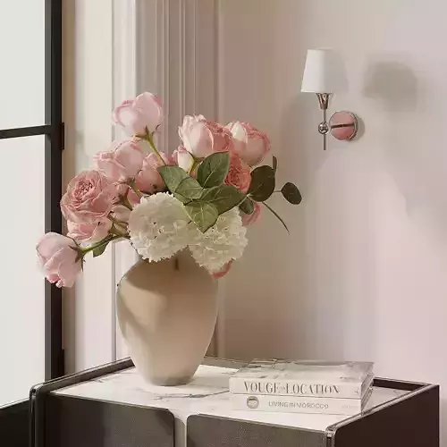 Vase with flower arrangement