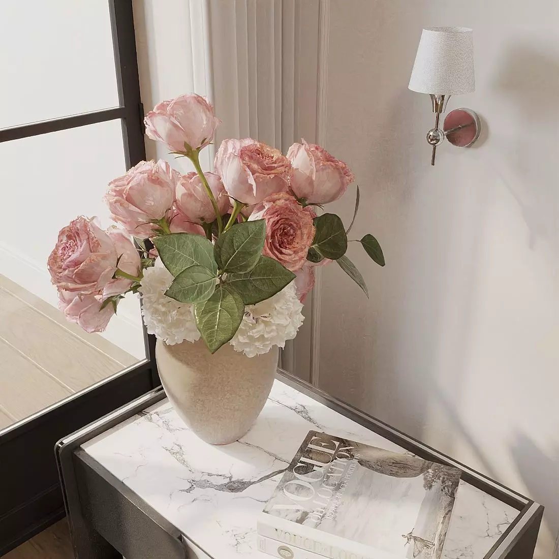 Vase with flower arrangement 3D model_2