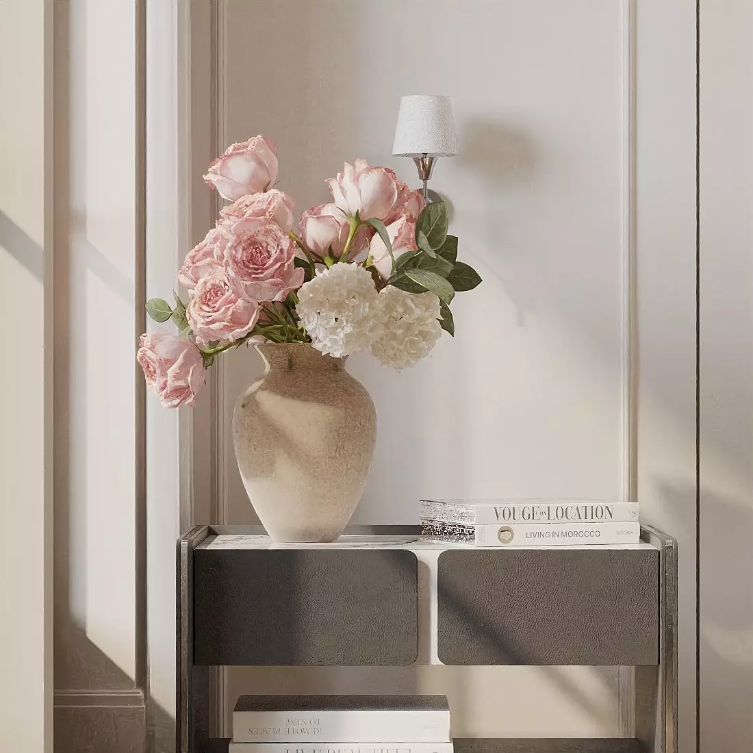 Vase with flower arrangement 3D model_1