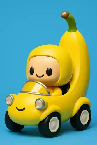 Kawaii Man in Banana Car