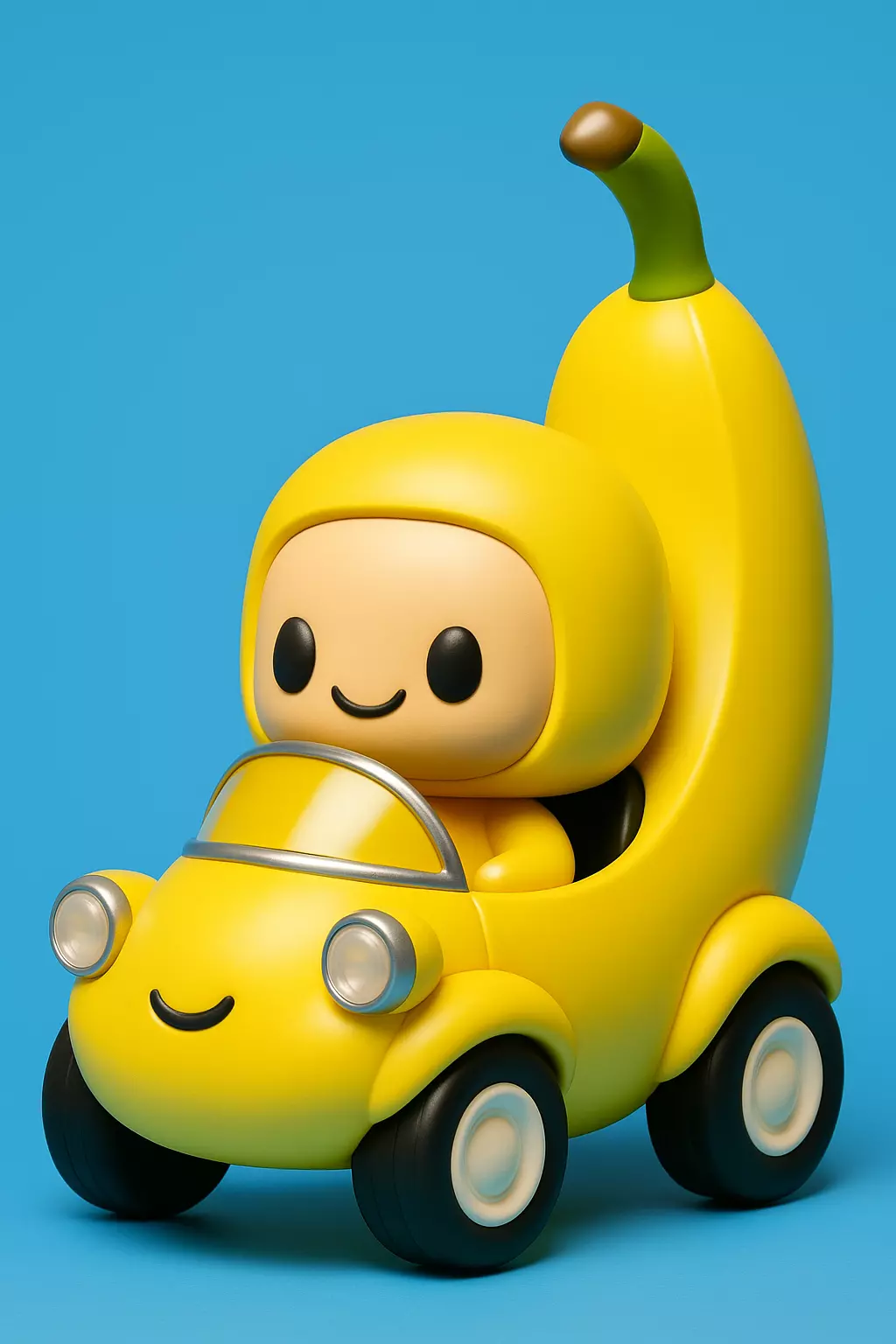 Kawaii Man in Banana Car 3D print model_1