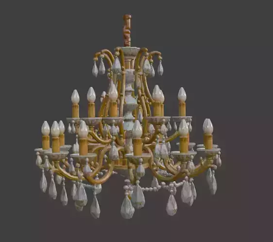 Elegant Vintage Crystal Chandelier 3D Model