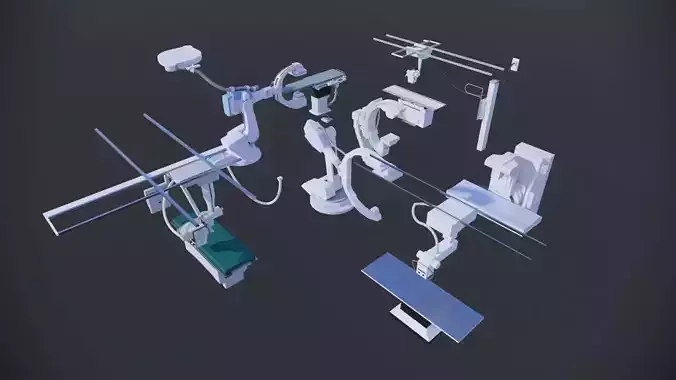 3d Model Medical Mechine  Imaging Equipment Set Xray Low-poly 3D model