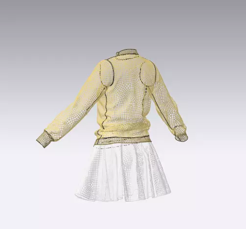 3D Female Outfit Brown Sweater with Skirt 3D model_6