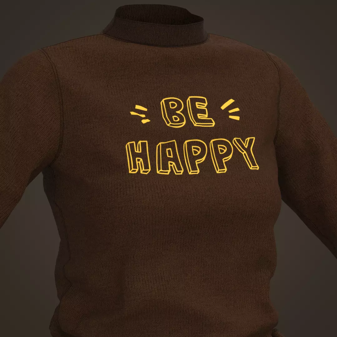 3D Female Outfit Brown Sweater with Skirt 3D model_3