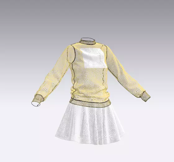 3D Female Outfit Brown Sweater with Skirt 3D model_7