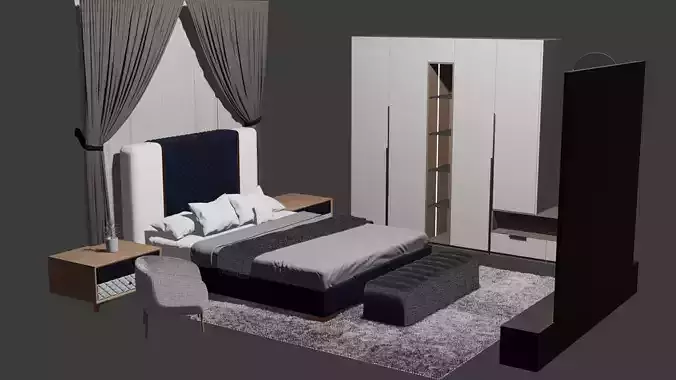 Bedroom Set High Quality Interior Furniture PBR Textures 