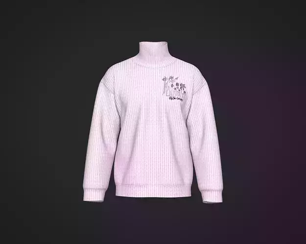 mens high neck sweatshirt with texture fabric and print