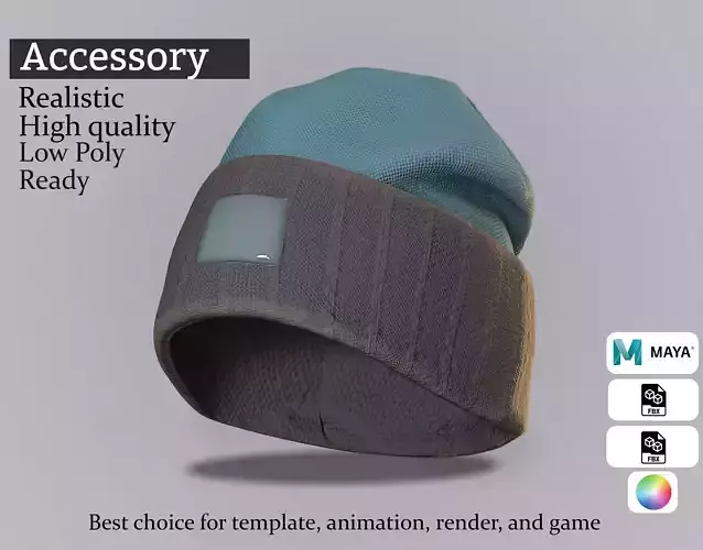 Winter Hat - Realistic Lowpoly Beanie Model