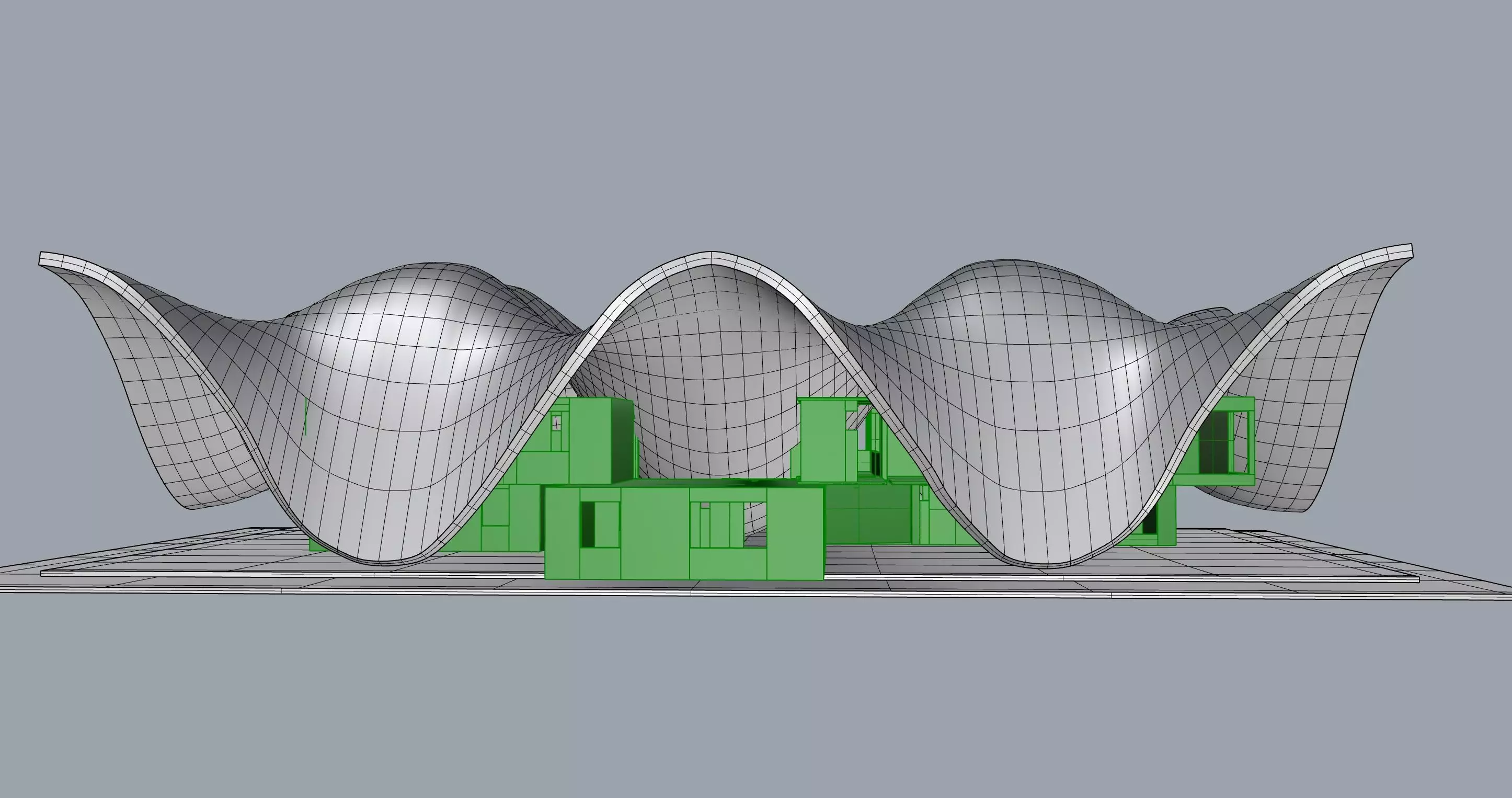 Modern Wave Roof Pavilion  Organic Architectural Structure  Free 3D model_1