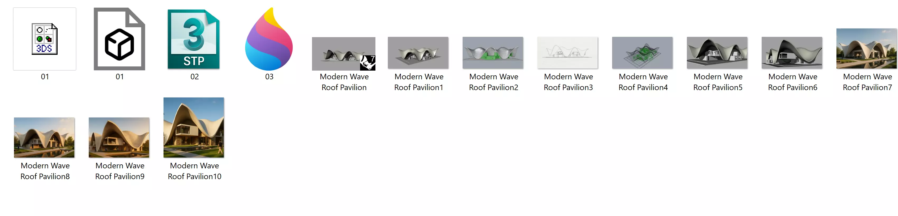 Modern Wave Roof Pavilion  Organic Architectural Structure  Free 3D model_8