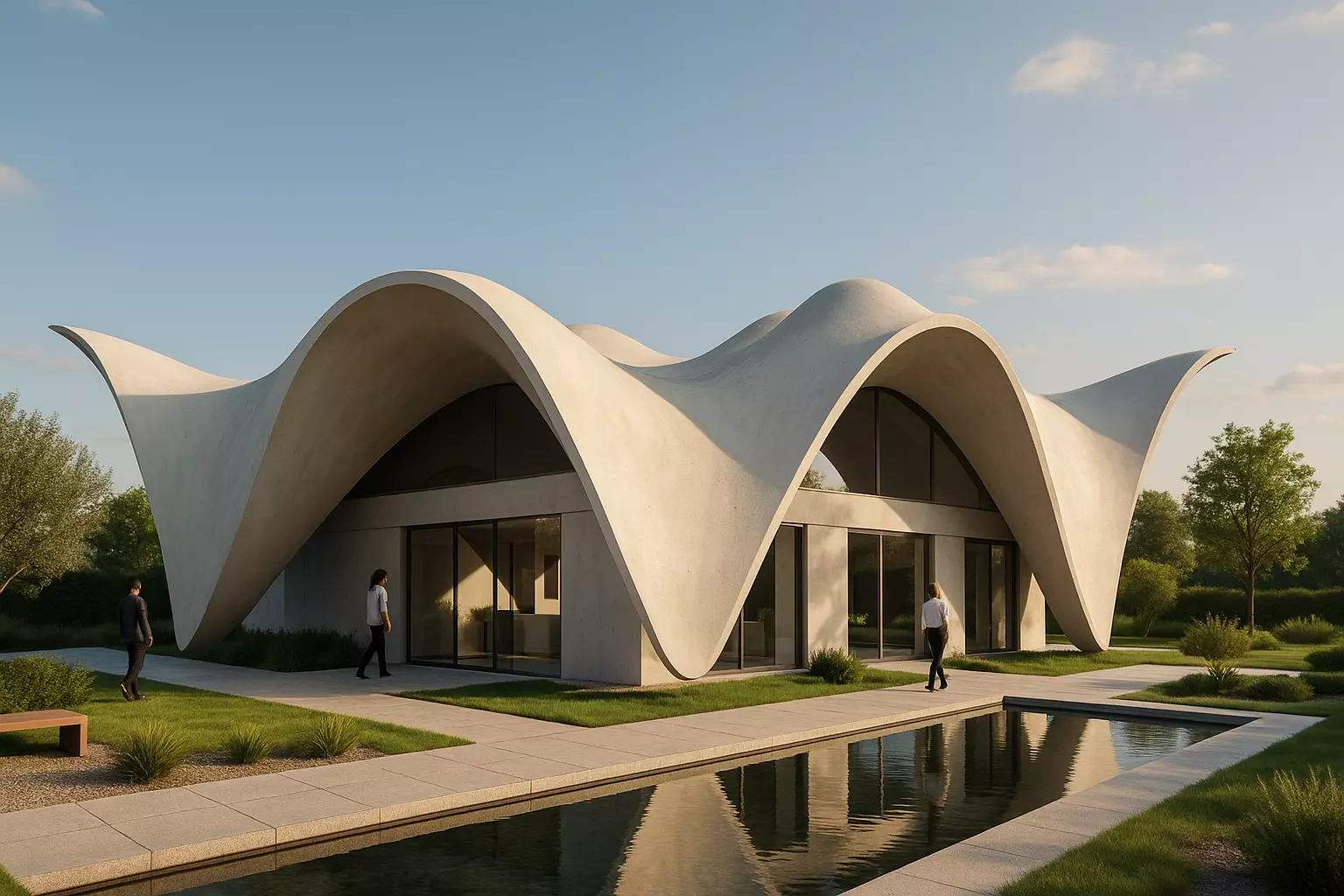 Modern Wave Roof Pavilion  Organic Architectural Structure  Free 3D model_5