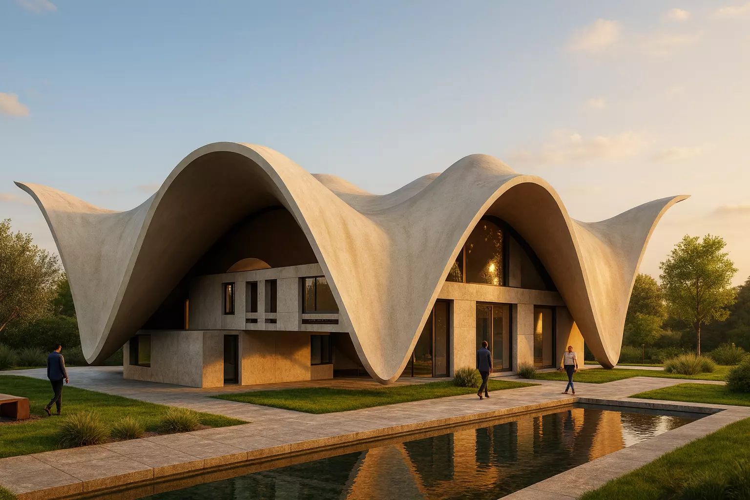 Modern Wave Roof Pavilion  Organic Architectural Structure  Free 3D model_6