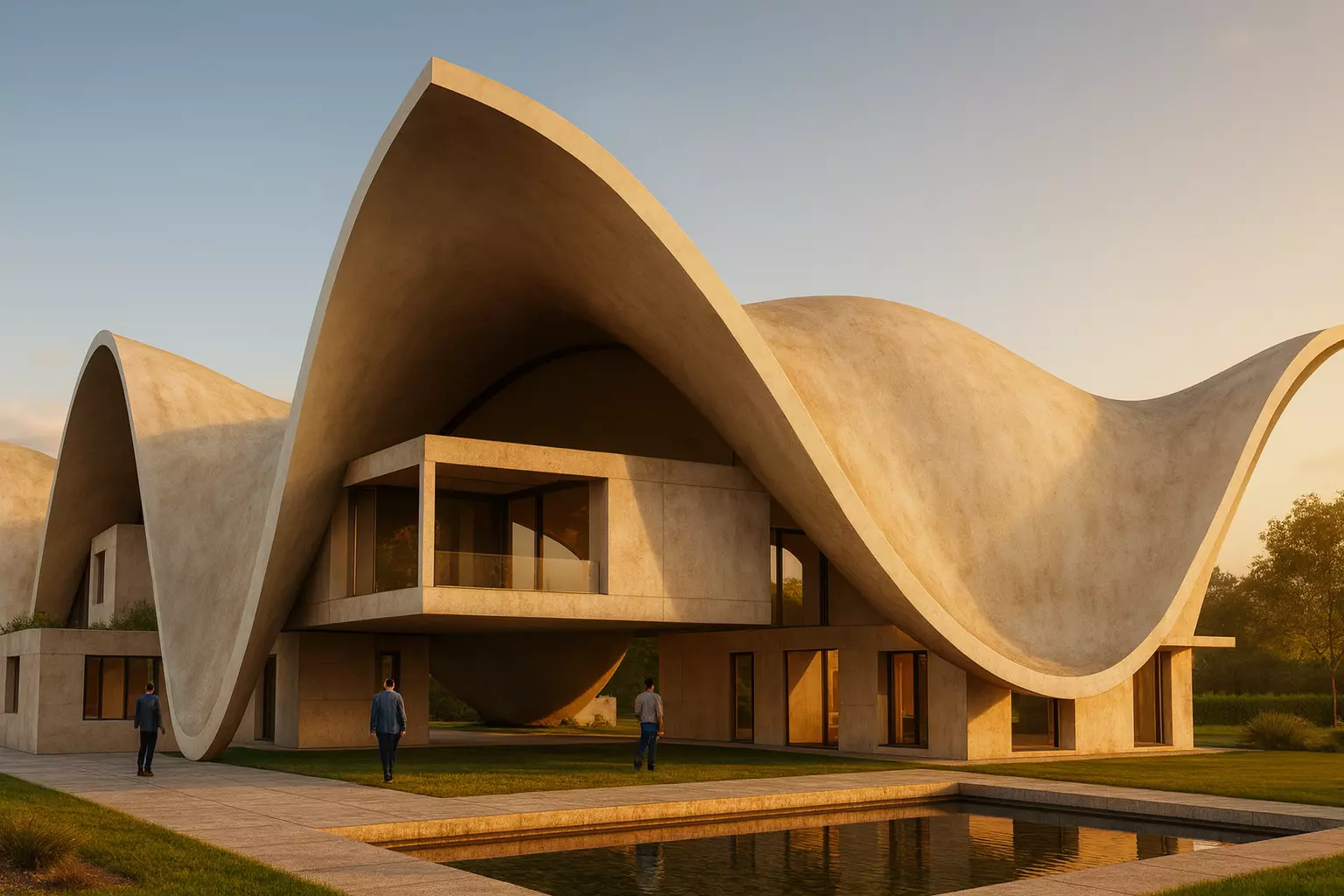 Modern Wave Roof Pavilion  Organic Architectural Structure  Free 3D model_7