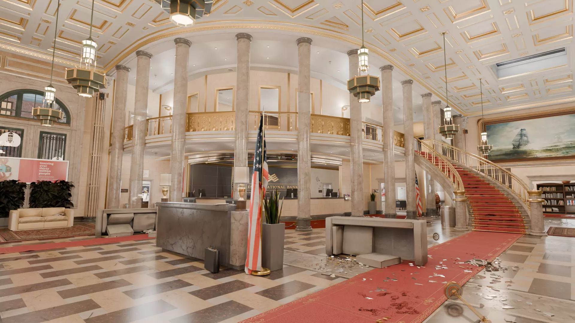 Map Bank A Large Scale Multi-Floor Tactical Environment interior Low-poly 3D model_0