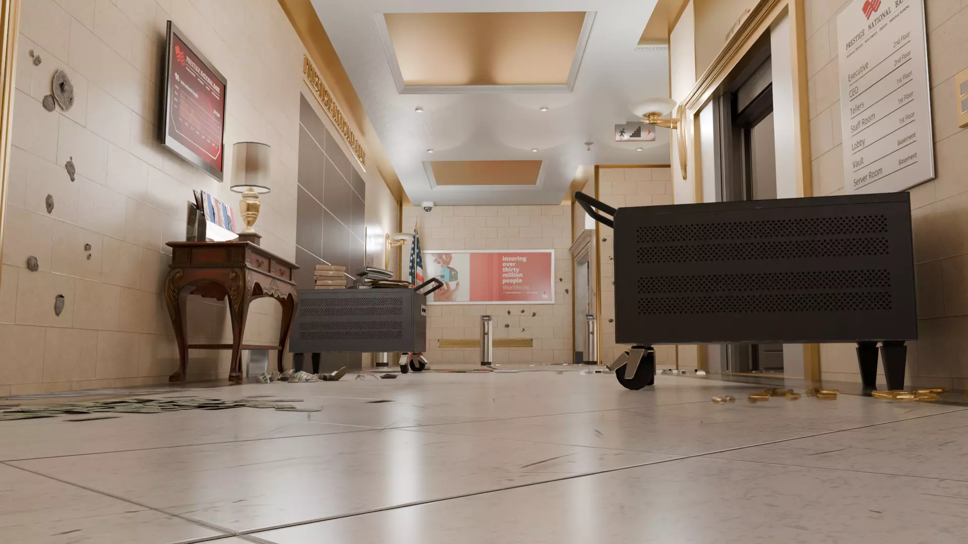 Map Bank A Large Scale Multi-Floor Tactical Environment interior Low-poly 3D model_5