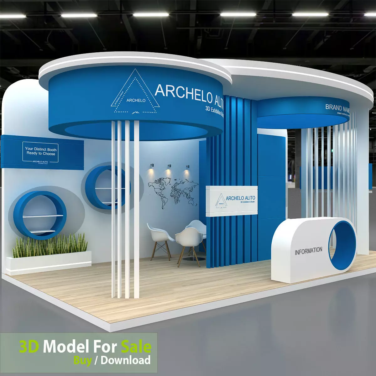3D Stall Exhibition Low-poly 3D model