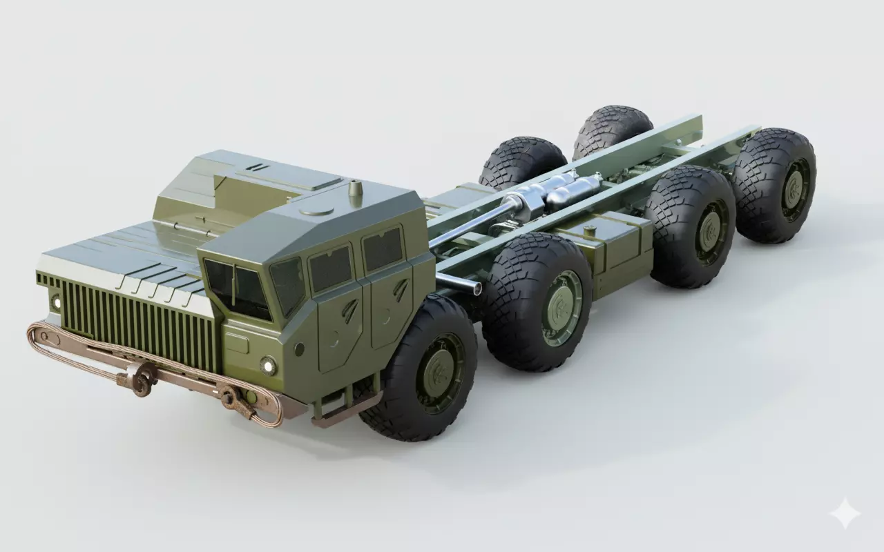 MAZ-543M-1 Military Truck Chassis 3D Model 3D print model_0