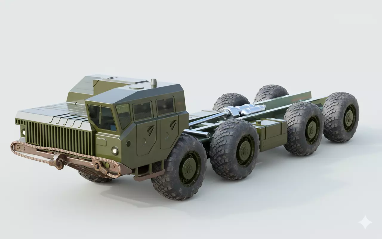 MAZ-543M-1 Military Truck Chassis 3D Model 3D print model_4