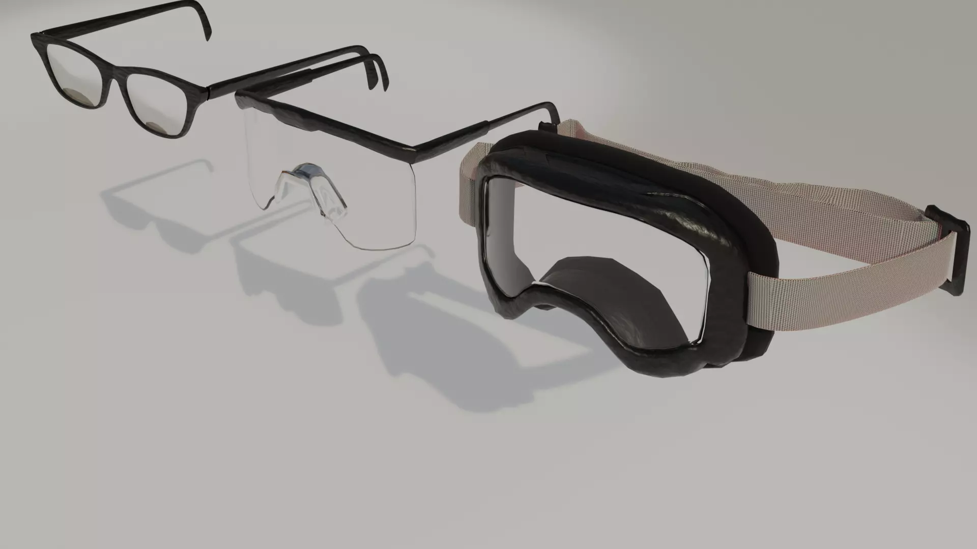 Construction Safety Glasses Normal Glasses Dirt Bike Glasses 3D model