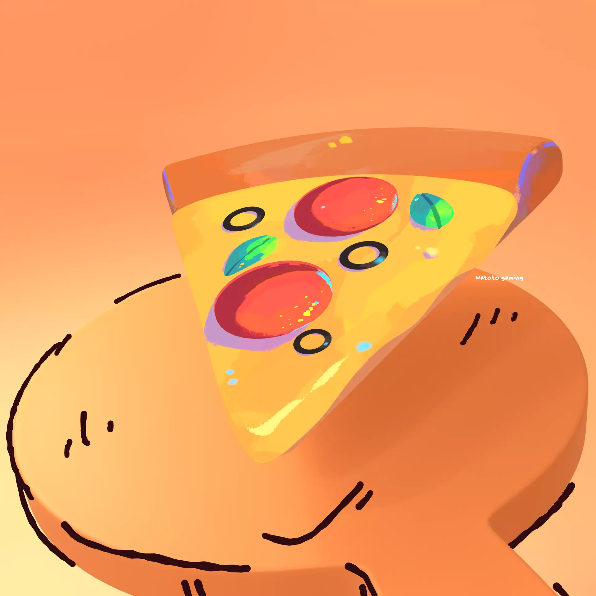 Pizza and Wooden Board 3D model_2