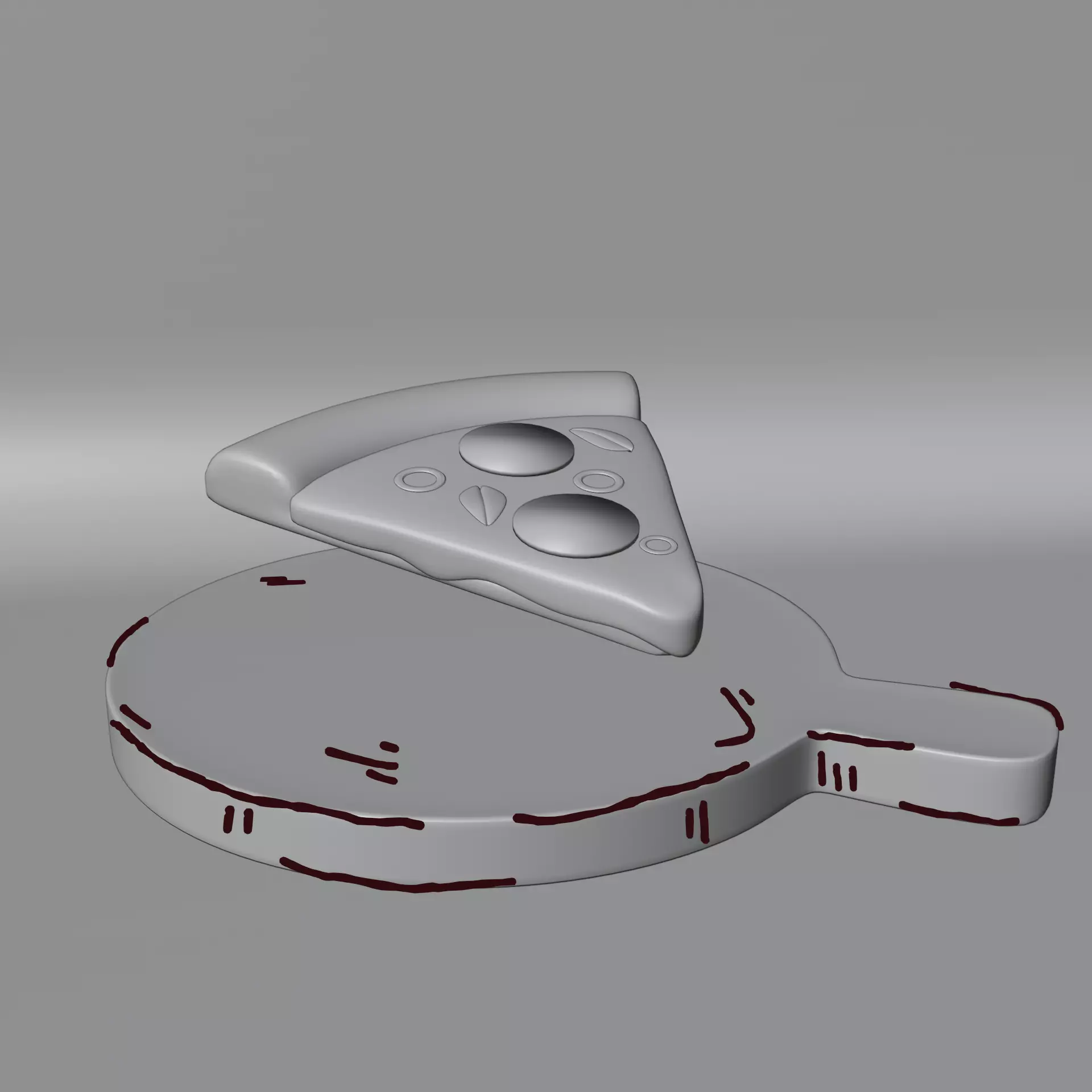 Pizza and Wooden Board 3D model_3