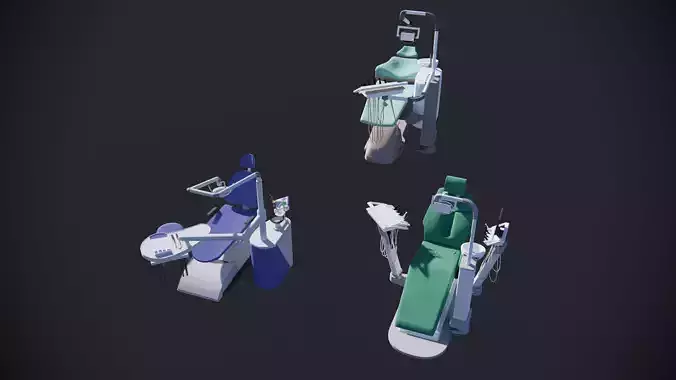 3D Model Dental Chair Equipment Set Low-poly 3D model
