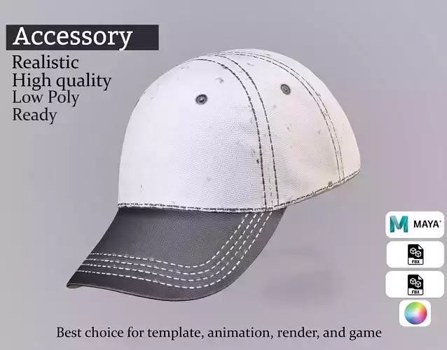 Baseball Cap - Realistic Two-Tone Stitched Hat