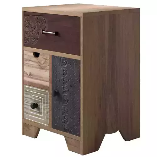 Bedside table made of solid wood MyLoft Gobind 4 drawers