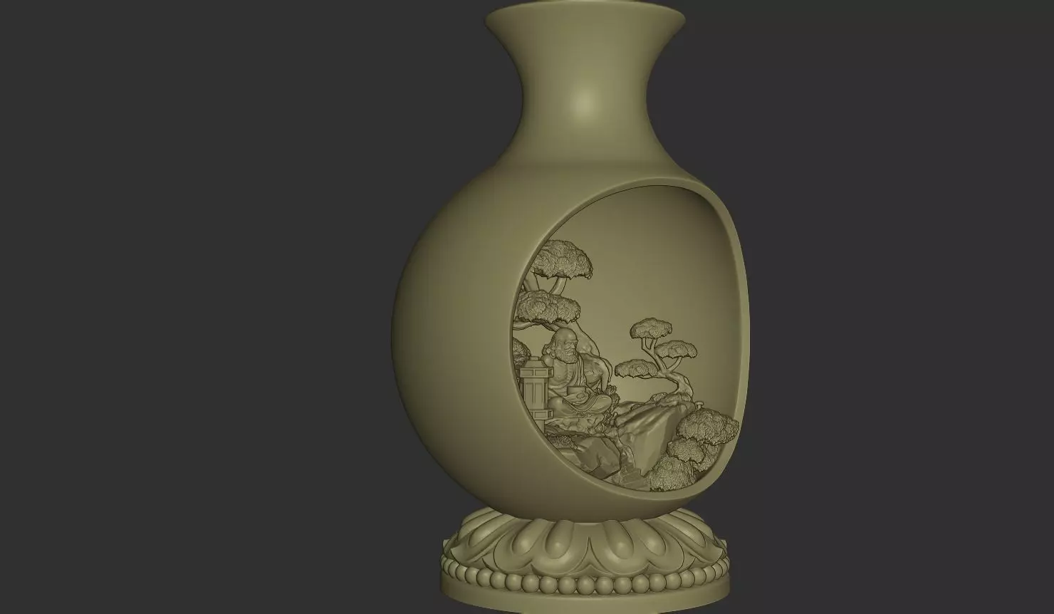 Bodhidharma Bonsai Diorama 3D print model_2