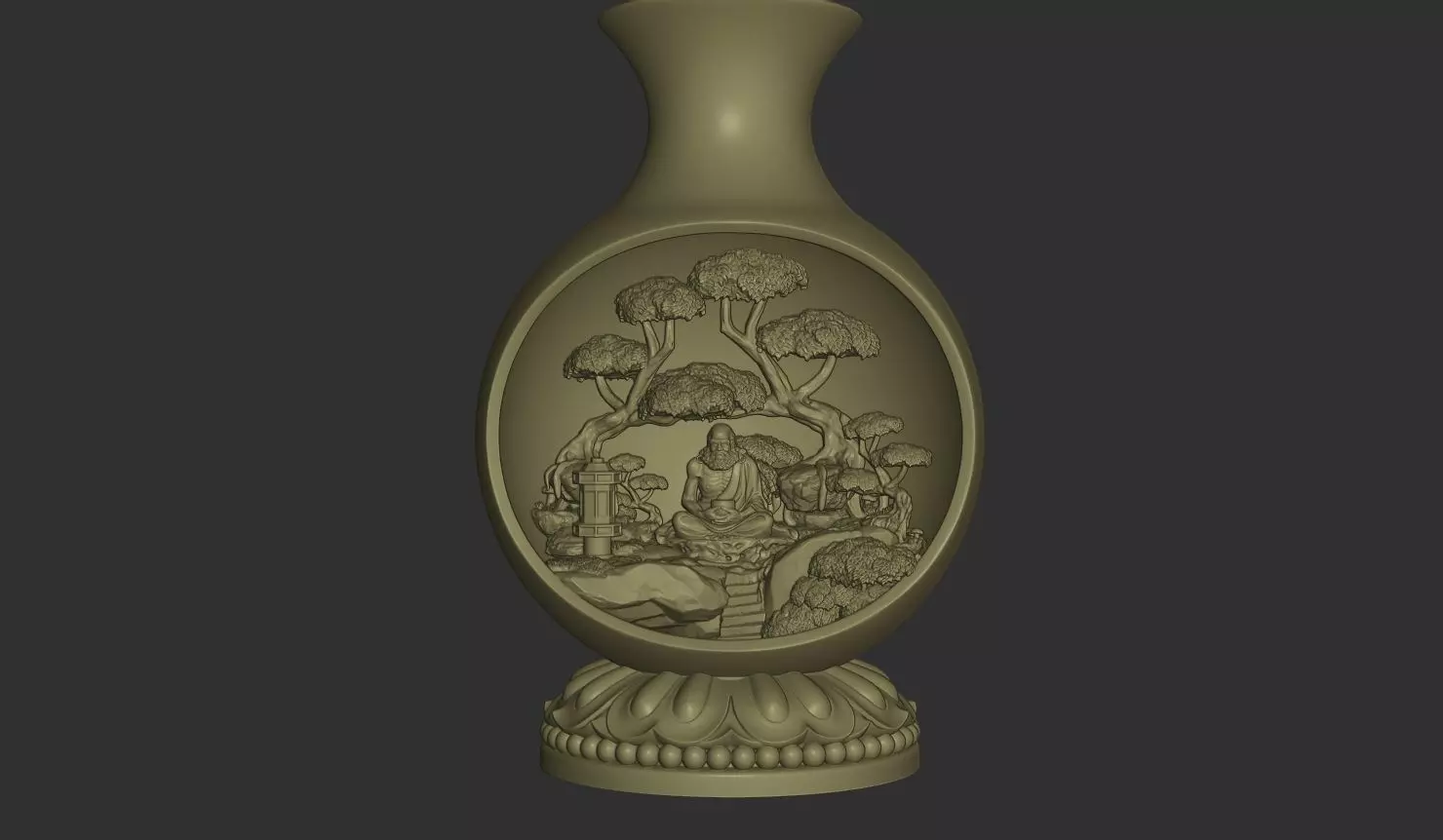 Bodhidharma Bonsai Diorama 3D print model_0