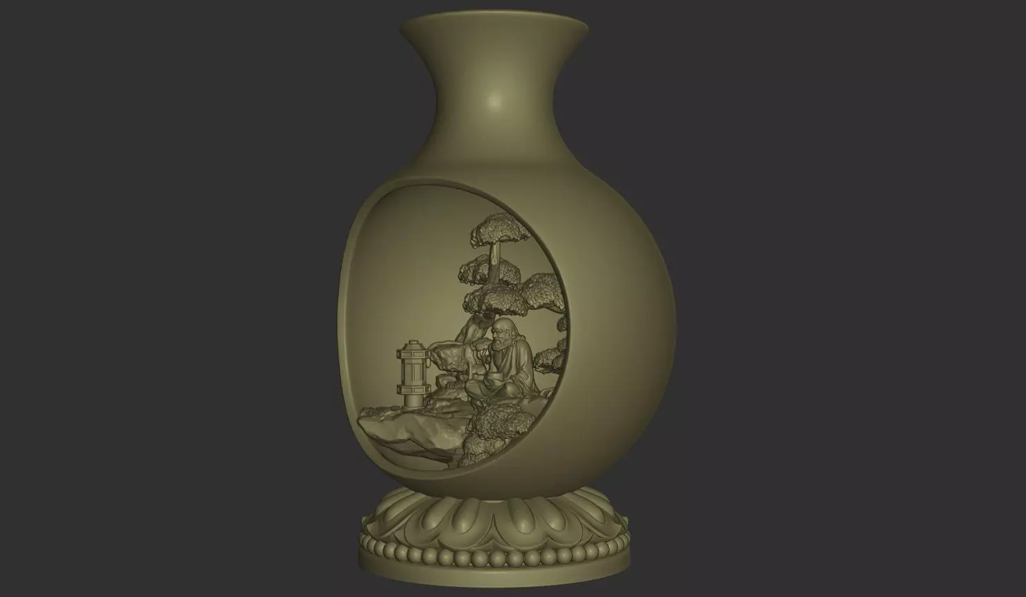 Bodhidharma Bonsai Diorama 3D print model_1