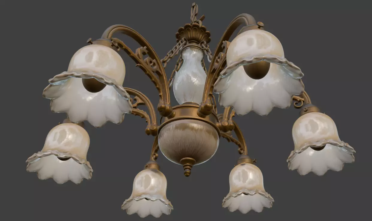 Classic Floral Chandelier 3D Model 3D model_0