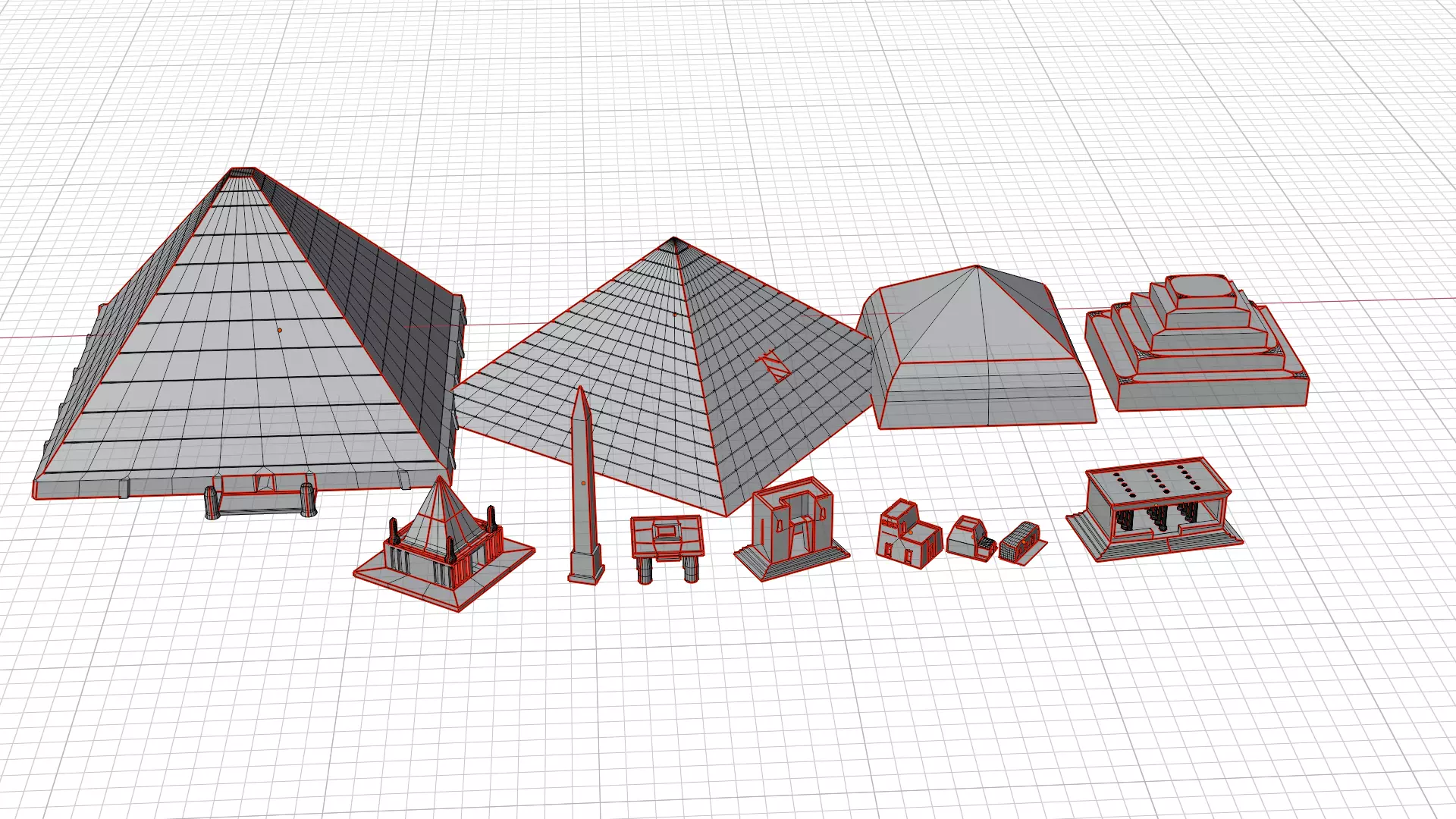 ancient egyptian pharaohs buildings Low-poly 3D model_15