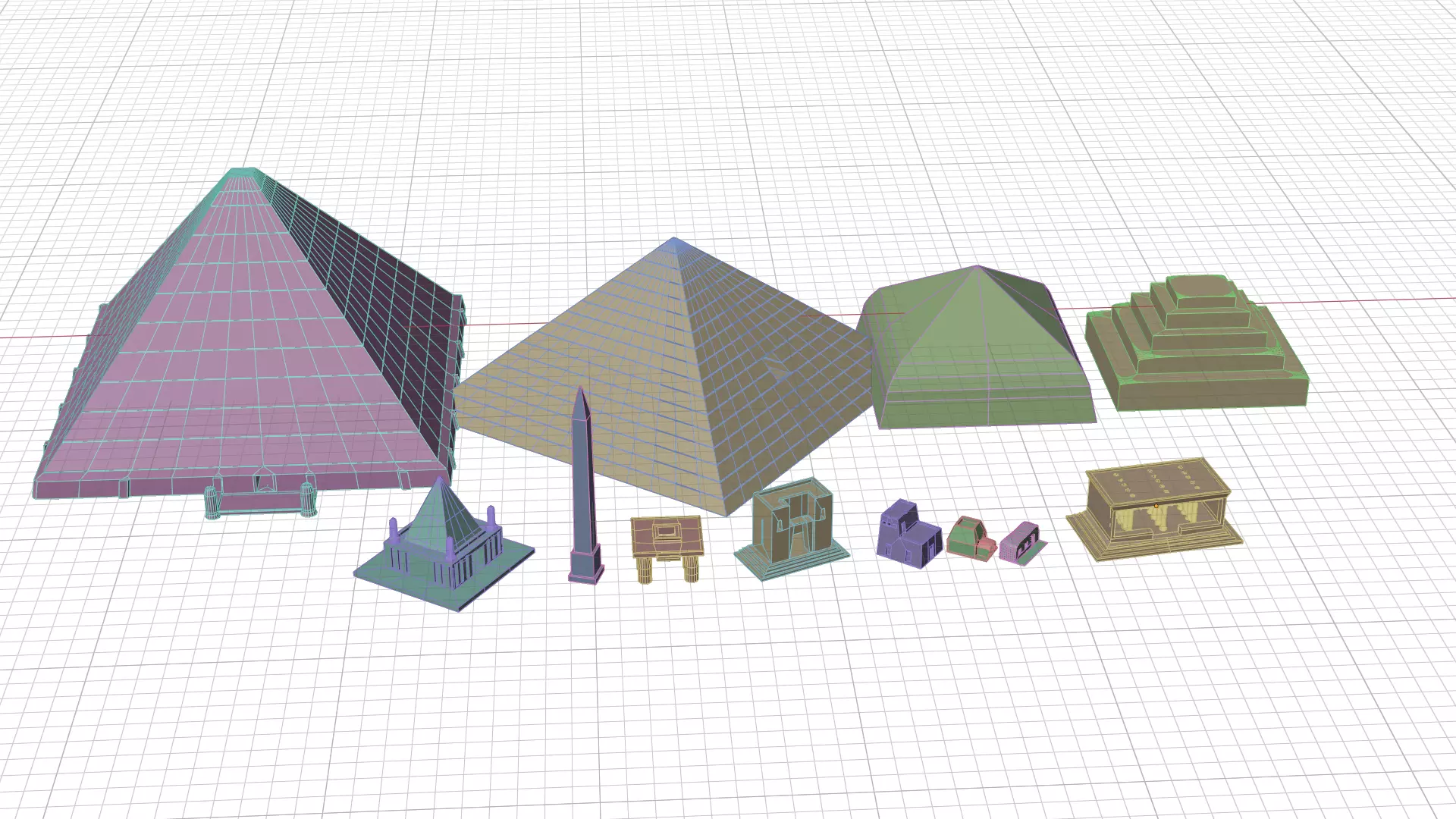 ancient egyptian pharaohs buildings Low-poly 3D model_13