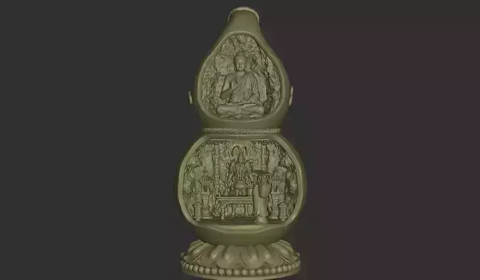 Buddha and Sun Wukong Gourd Vase Diorama