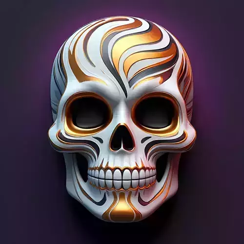 2386  Color 3D Model of a Halloween Skull