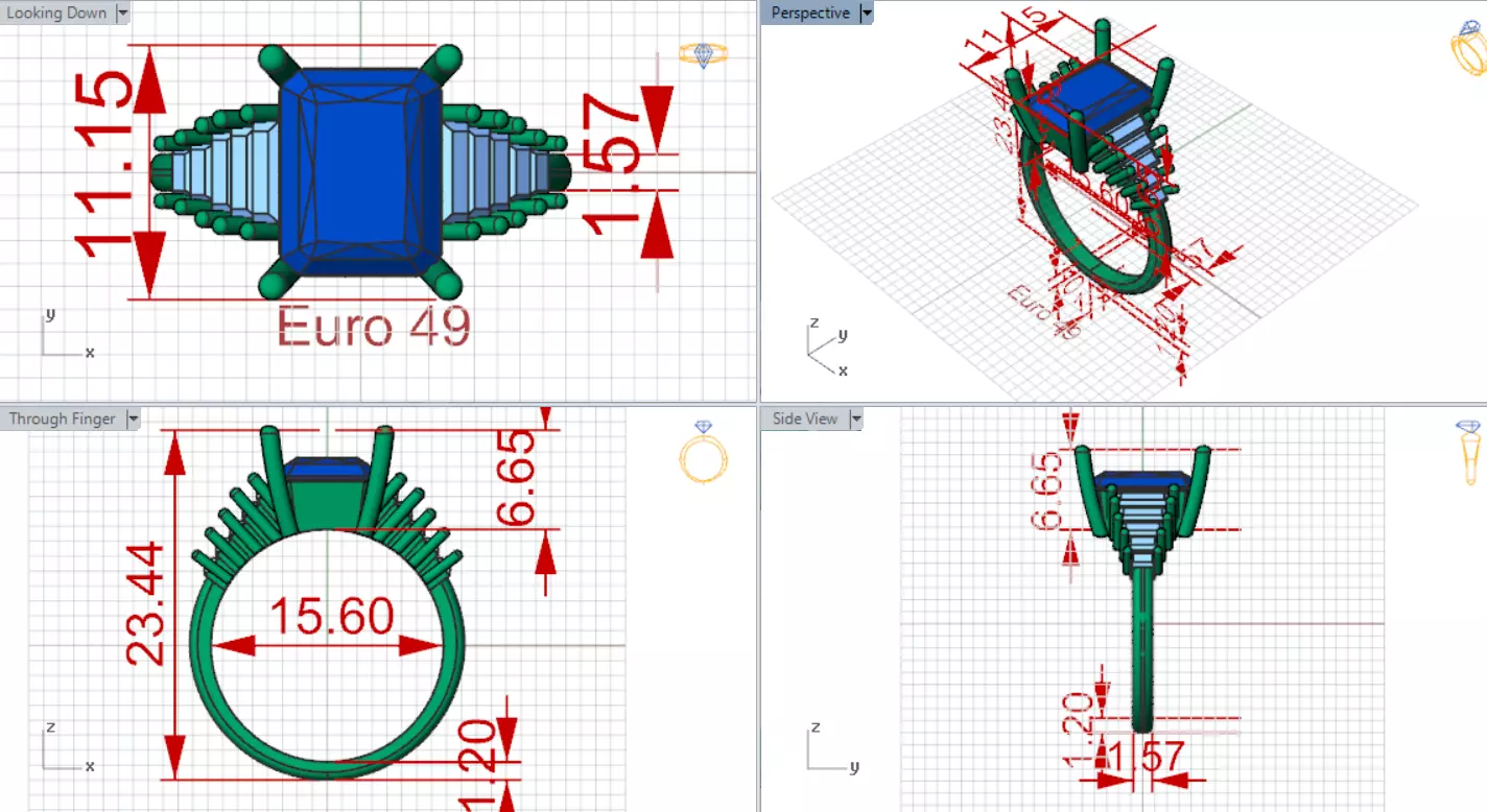 Royal Emerald stl 3dm Ring Model jr00250 3D print model_18