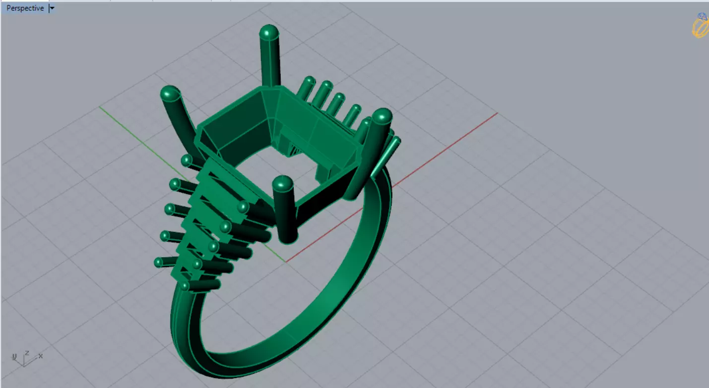 Royal Emerald stl 3dm Ring Model jr00250 3D print model_6