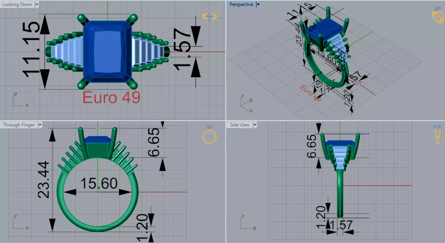 Royal Emerald stl 3dm Ring Model jr00250 3D print model_8